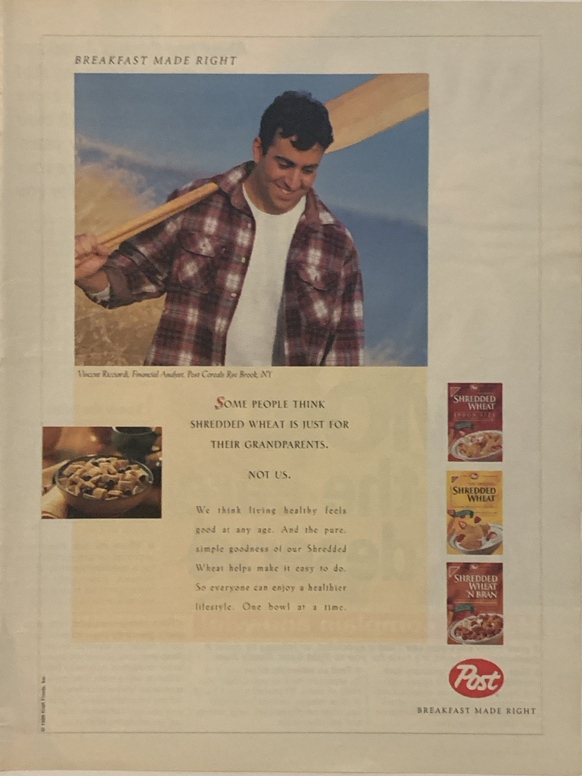 1998 Post Shredded Wheat Cereal PRINT AD Vincent Ricciardi Rye Brook NY VTG 90s