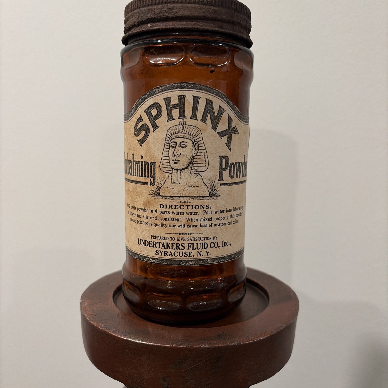 Vintage 1950s Jar With Rustic Embalming Powder Label