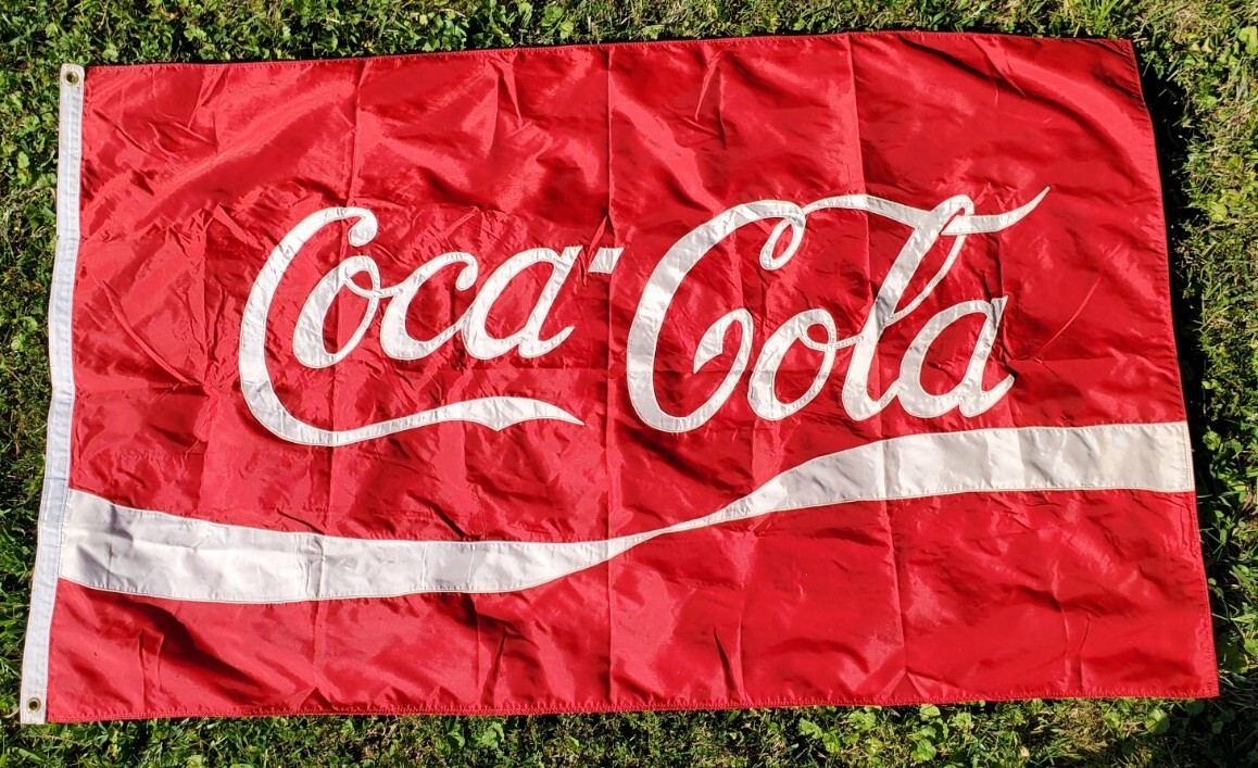 Coca Cola Flag 3' X 5' (1960's) Vintage Coca-Cola Flag
