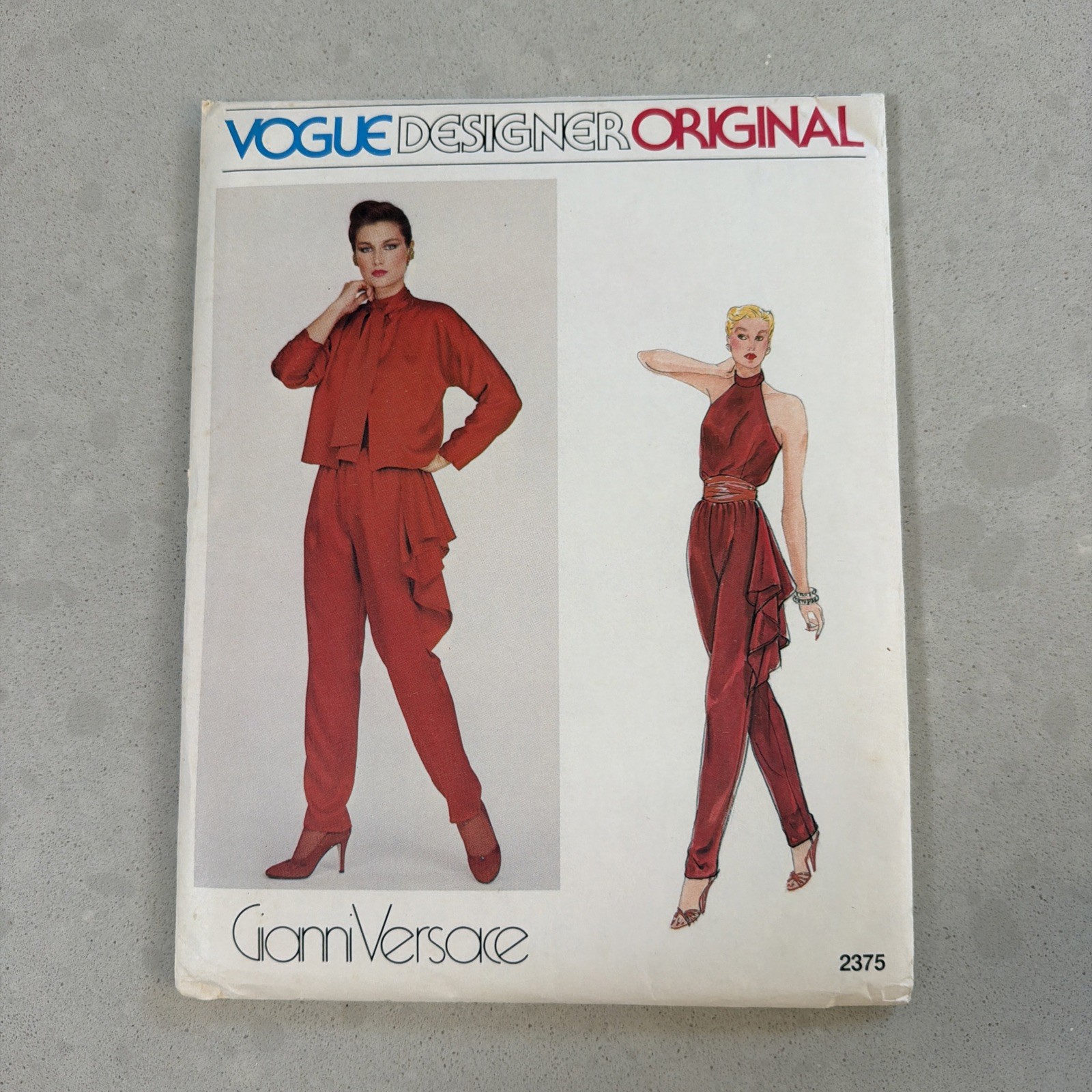 70's Vogue 2375 Gianni Versace Designer Sewing Pattern Misses Jacket Top Pant 6