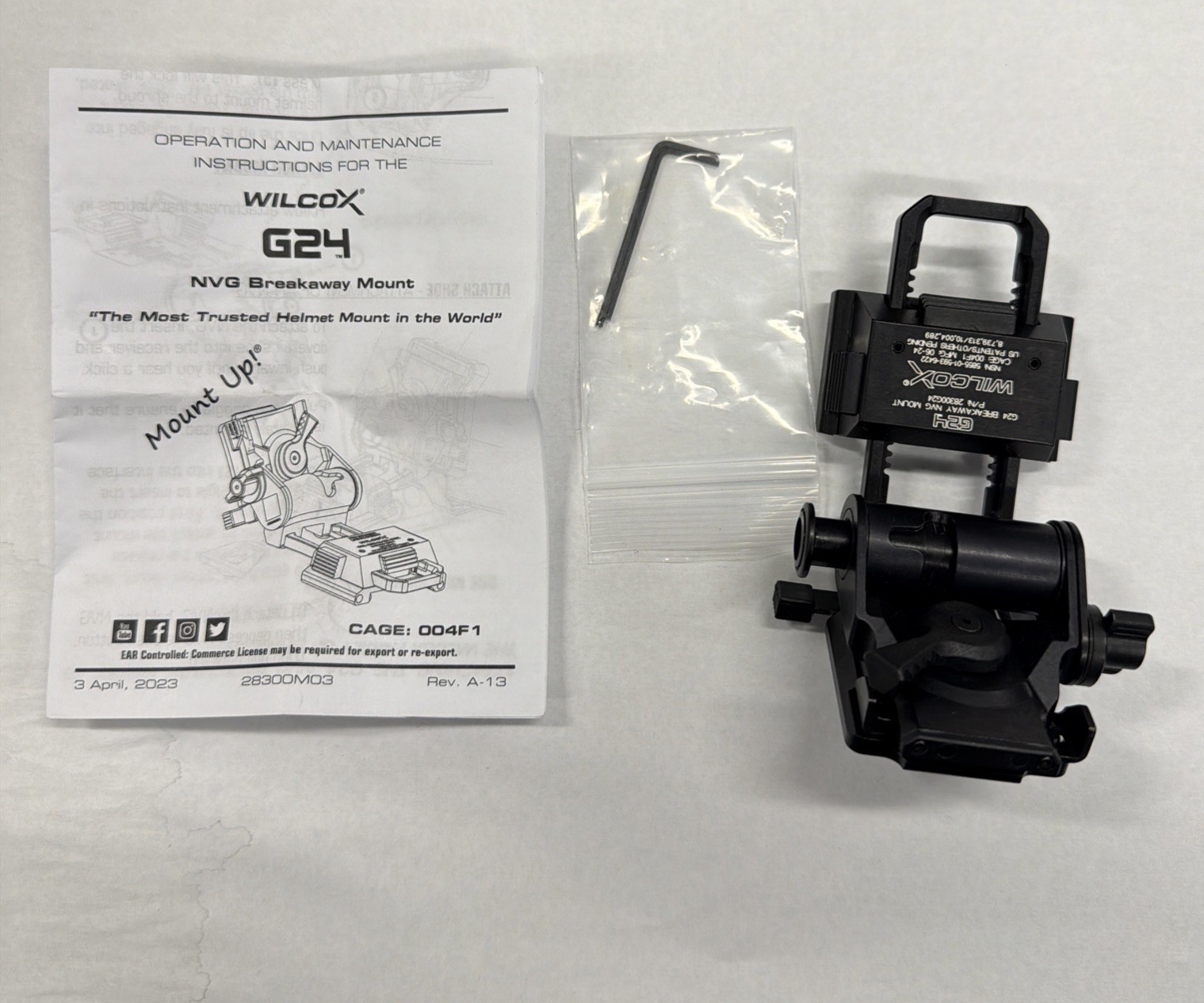 Wilcox L4 G24 Low Profile Breakaway NVG Mount PVS-14/18 BLk 28300G24 new no box