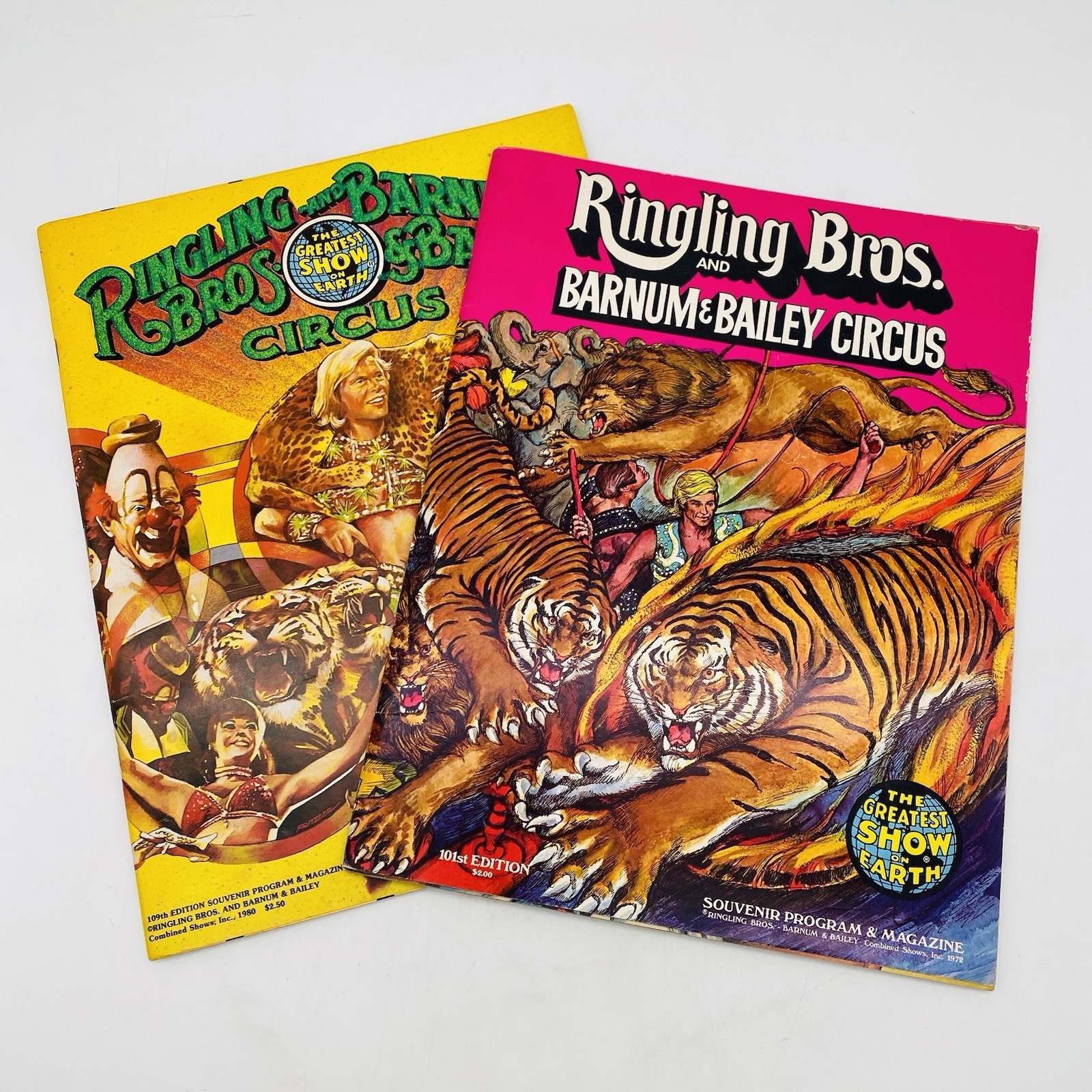 Lot of 2 Ringling Bros and Barnum & Bailey Circus Programs 1972 1980
