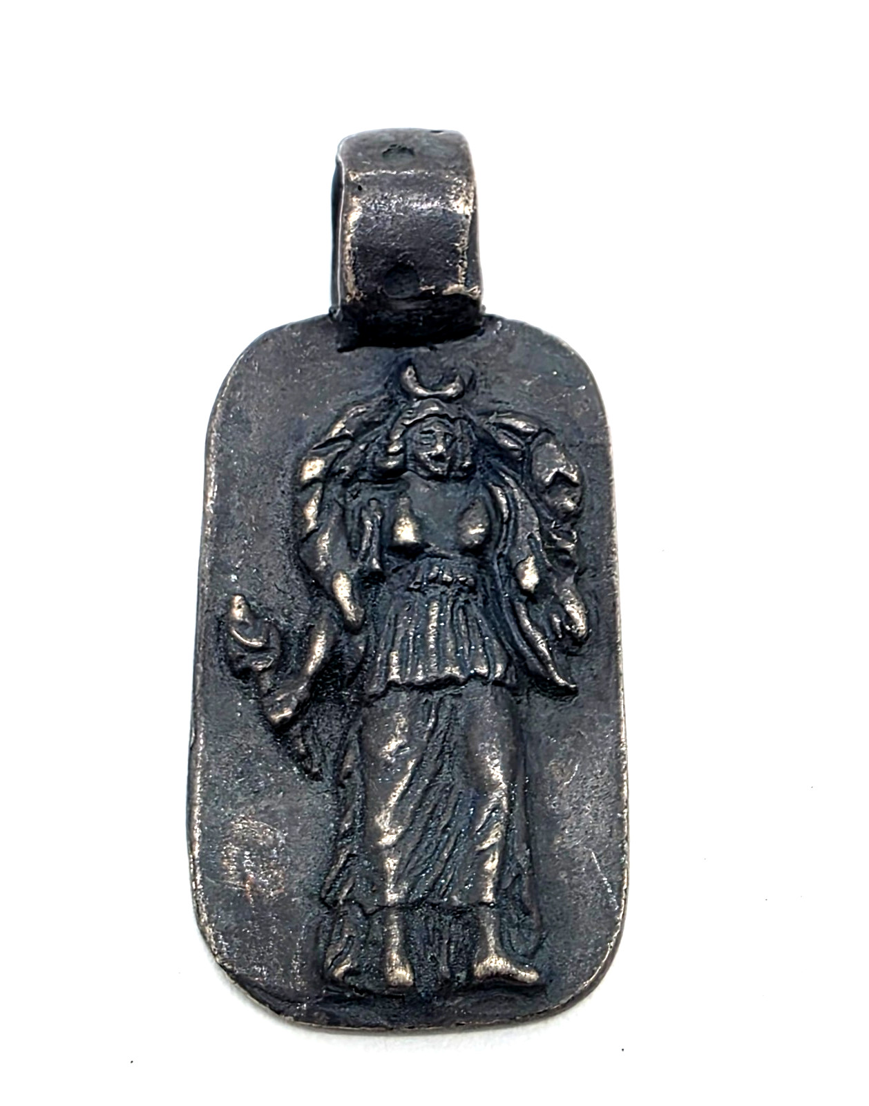 Ancient Greek Roman Silver Pendant Goddess Moon Selene Luna Artifact