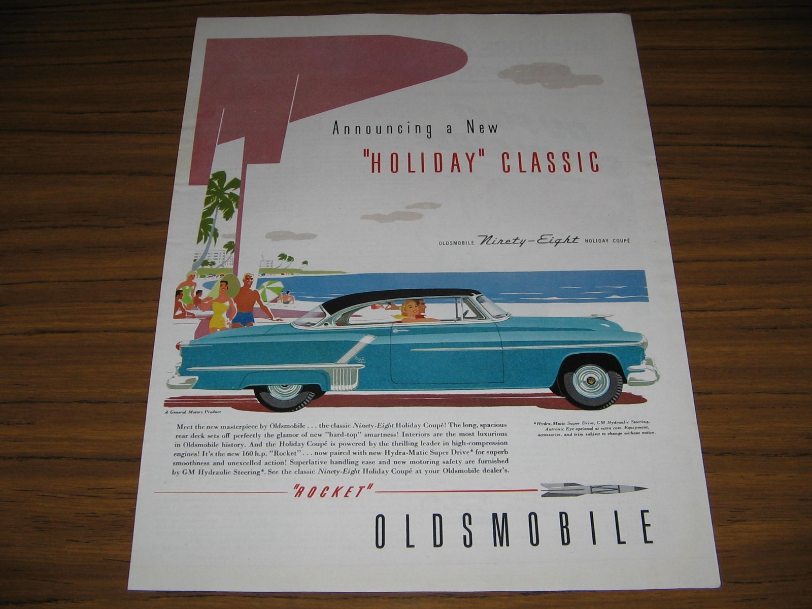 1952 Print Ad Oldsmobile Ninety-Eight Holiday Coupe Cars Rocket Olds
