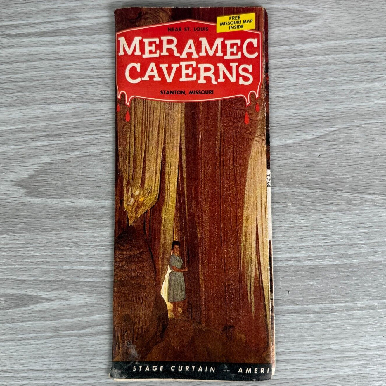 Vtg Meramec Caverns Brochure Map 1962 Fold Out Pamphlet Facts History Missouri