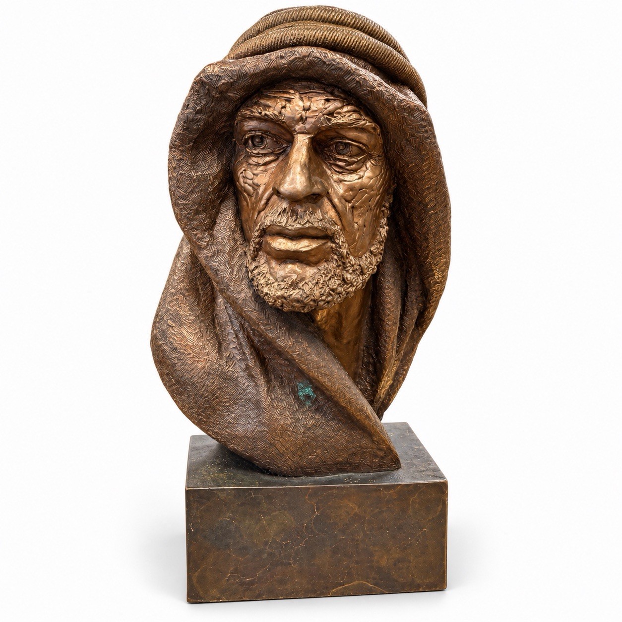Tom Clark King David Signed Solid Bronze Bust Sculpture with Bronze Base 19”