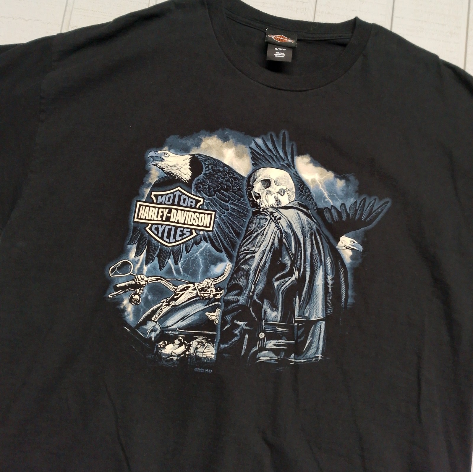 Harley Davidson Grim Reaper Skeleton Shirt Men\'s Size XL Black Barracuda Florida