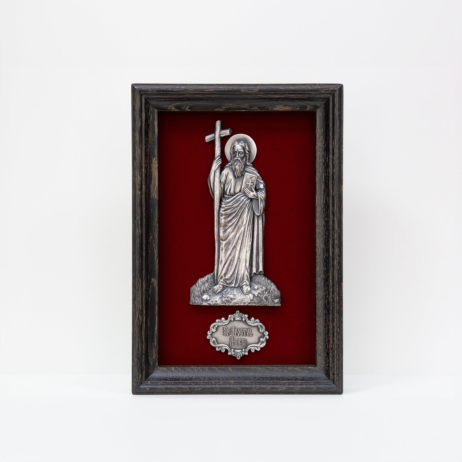 Artes St Andrew Apostle Orthodox Icon 999 Silver Plated Oak Frame 20x29cm B07