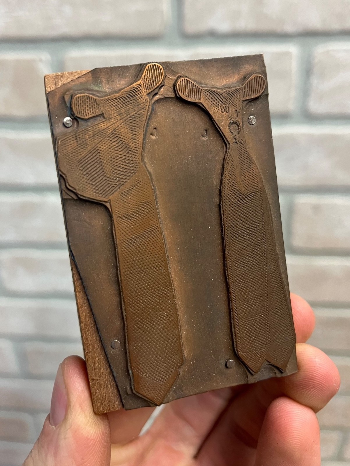 Antique Men\'s Silk Ties Letterpress Printing Block Plate Haberdashery Clothes