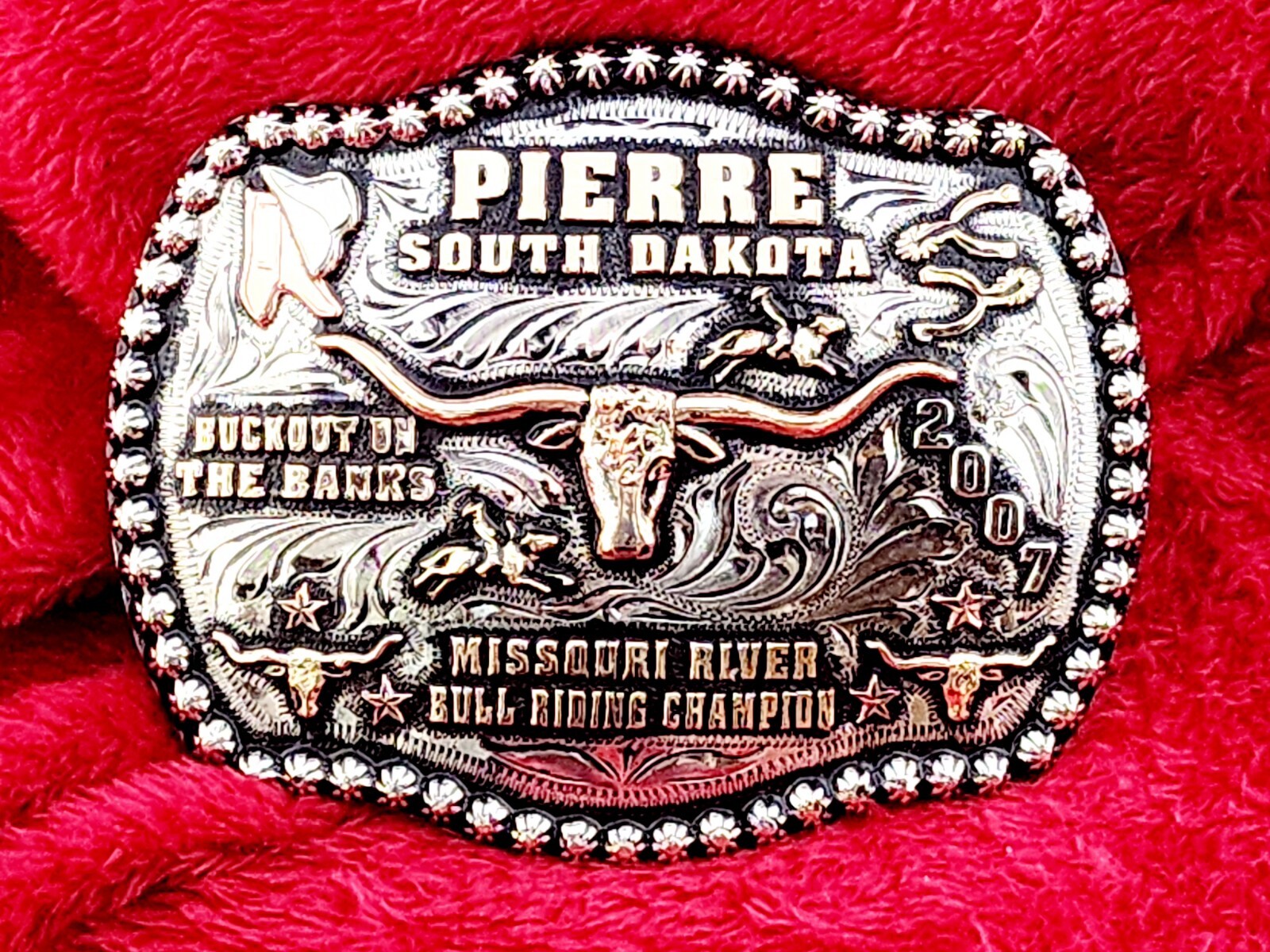Rodeo Trophy Buckle Championship☆Bull Riding☆Pierre South Dakota☆2007☆RARE☆304