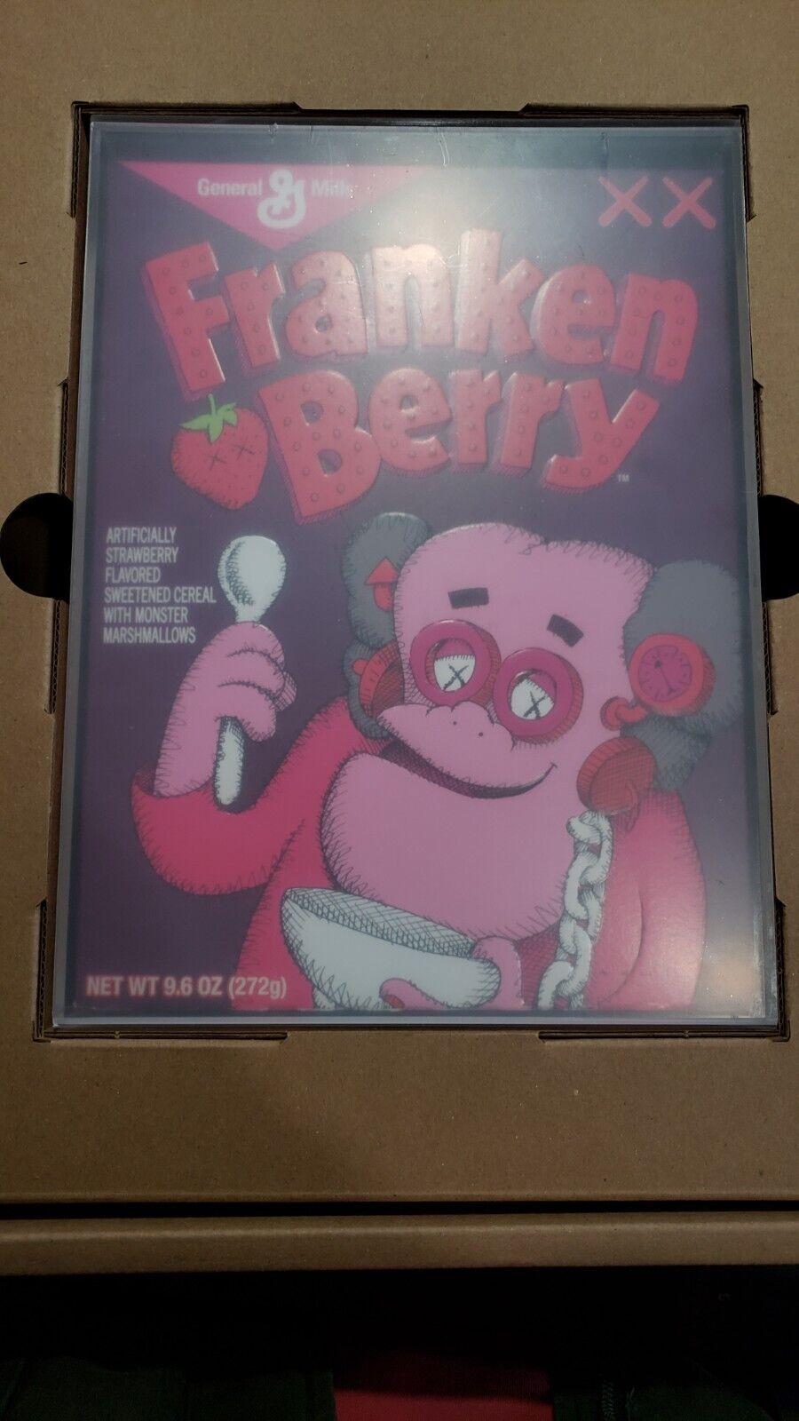 KAWS x Monsters Limited Edition Franken Berry Cereal w/ Acrylic Box