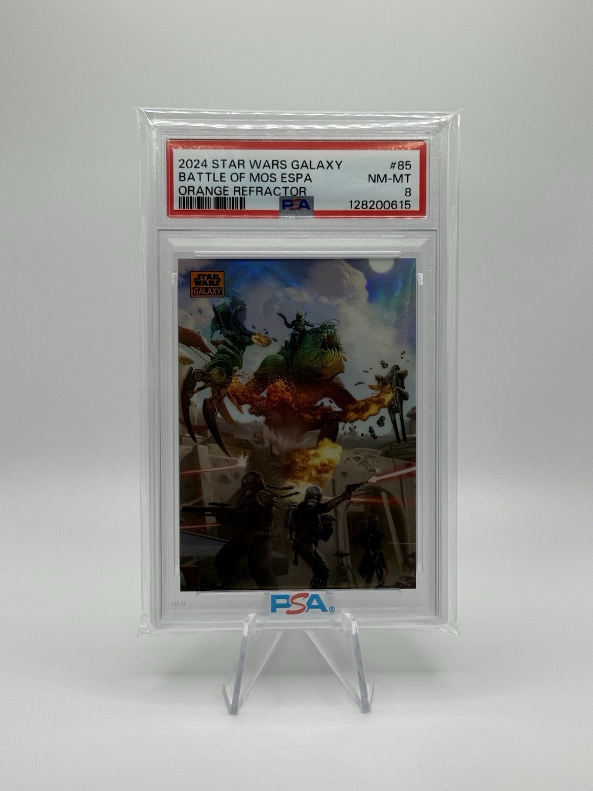 2024 Topps Star Wars Galaxy Battle of Mos Espa Orange Refractor /25 #85 PSA 8