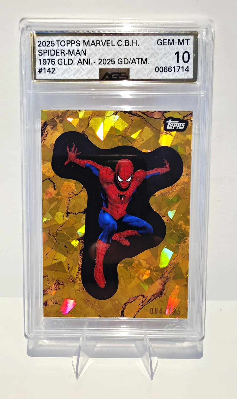 Topps 2025 Marvel Comic Book Heroes SPIDER-MAN Gold Serial 84/125 GEM MINT 10