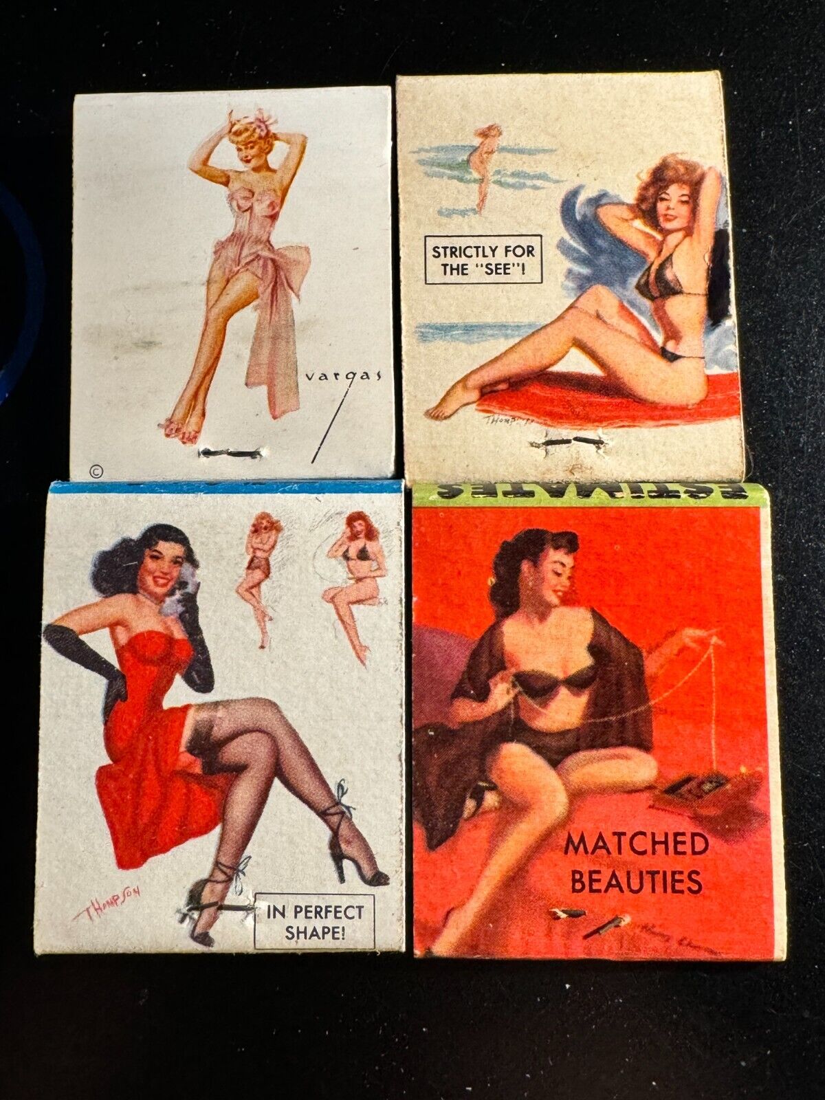 MATCHBOOK - 4 PIN-UPS - VARGAS - MATCHED BEAUTIES - PERECT - SEE - UNSTRUCK