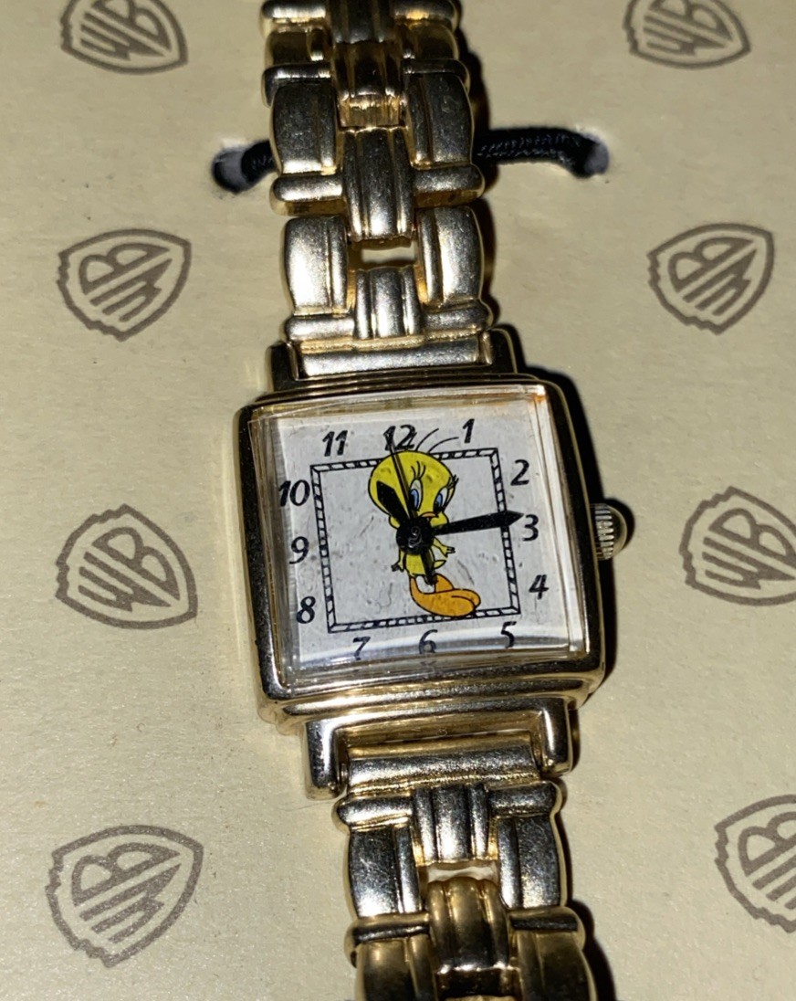 Warner Brothers/Fossil~Women’s Tweety Bird Watch NOS Vntg 1995 Gold Tone Rare