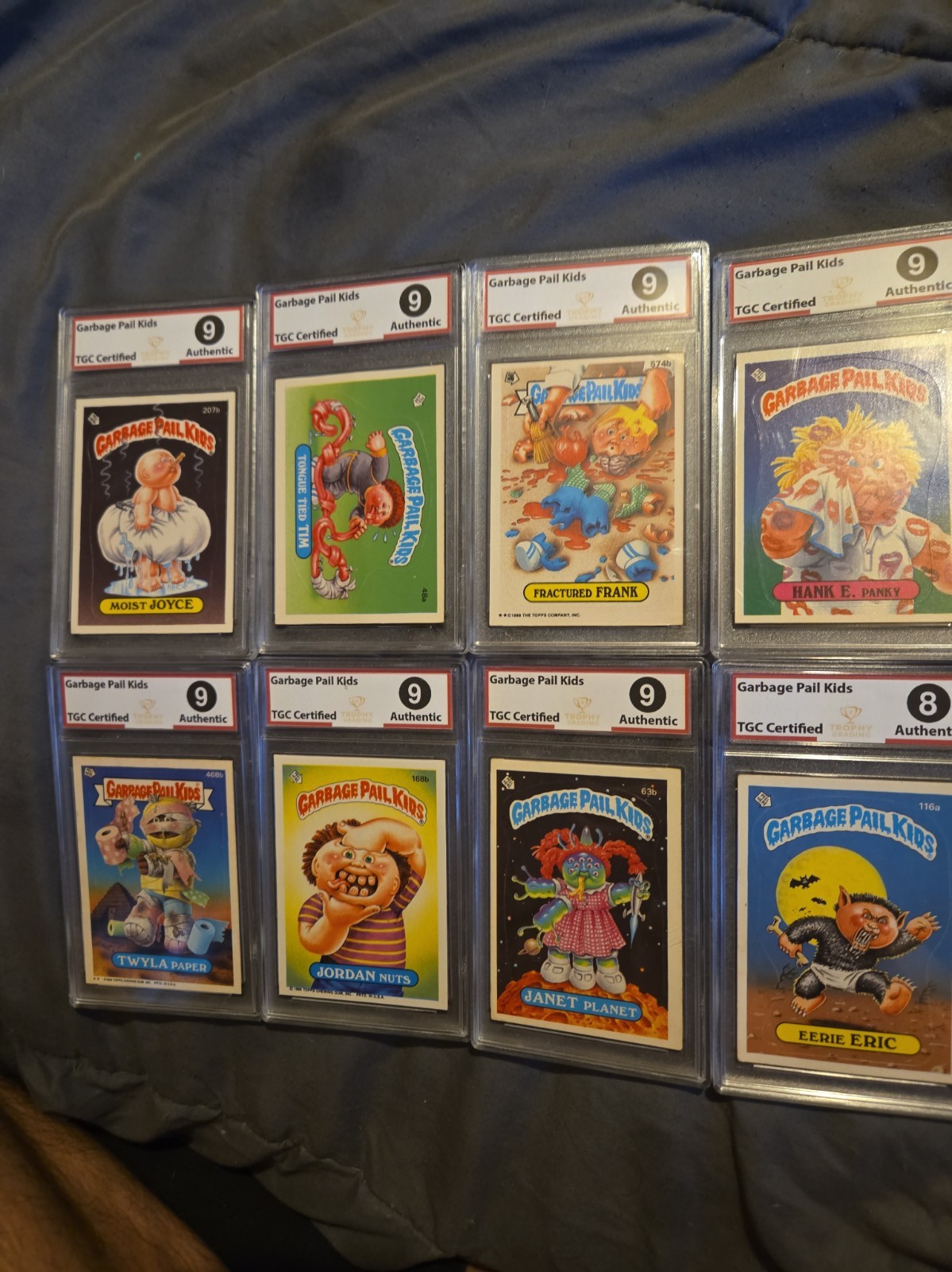 Lot of 8 Garbage Pail Kids TGC Certified Authentic Graded 8 and 9 GPK Cards