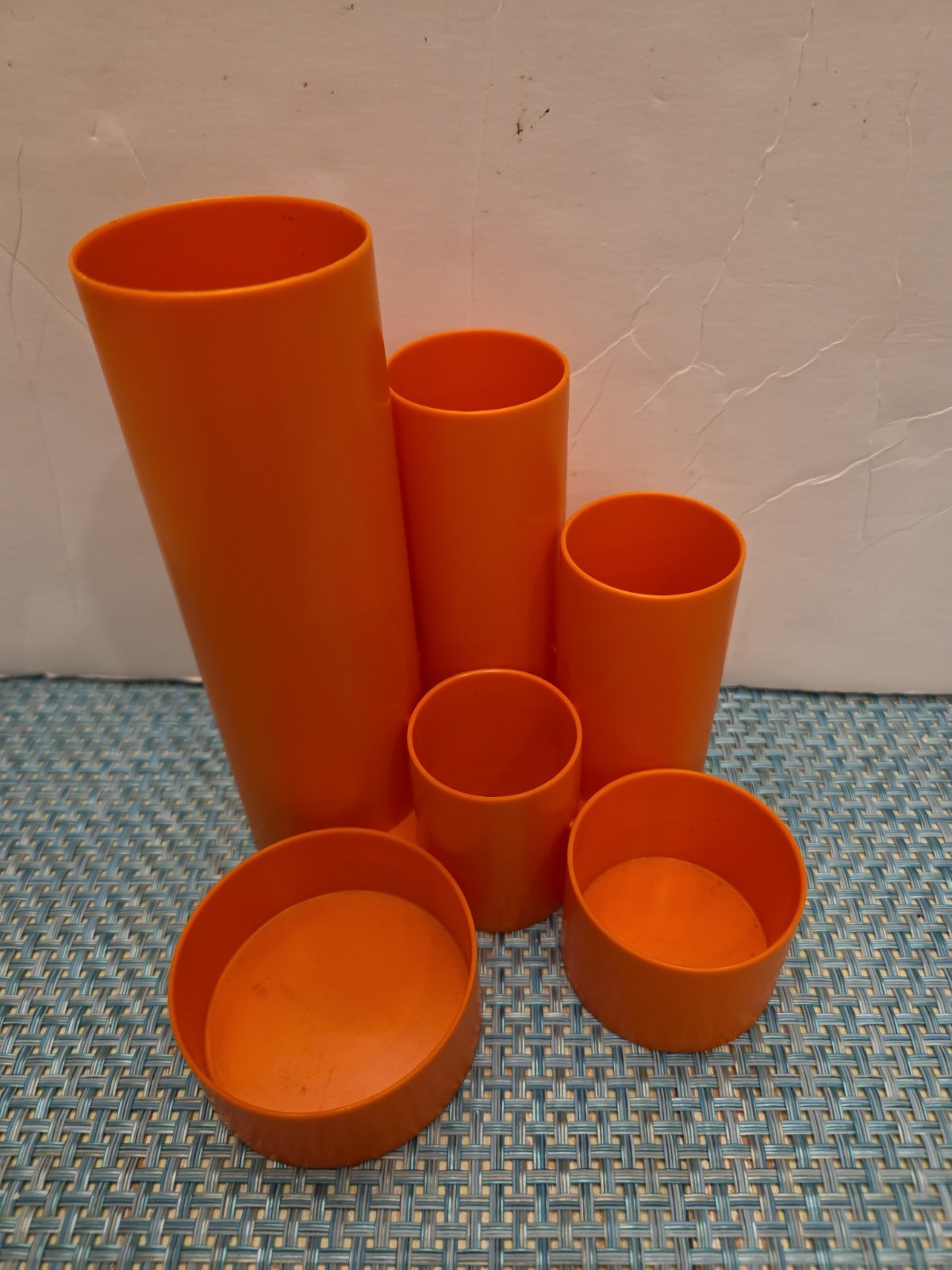 VTG 70\'s Penrex Orange Space Age Plastic Desk Organizer Pen Holder MCM Pop Art