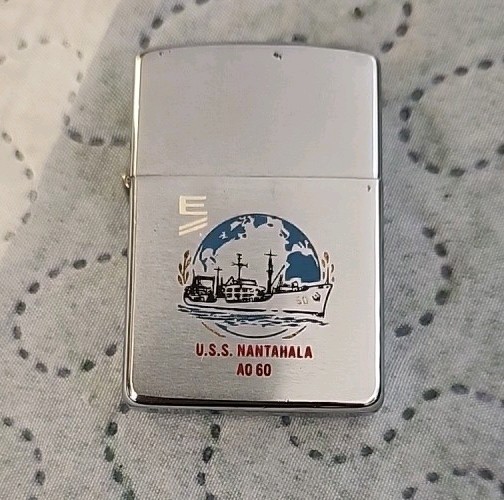 Rare Vintage U.S.S. Nantahala AO-60 ZIPPO Lighter Sustaining  WITH 2 E marks OBO