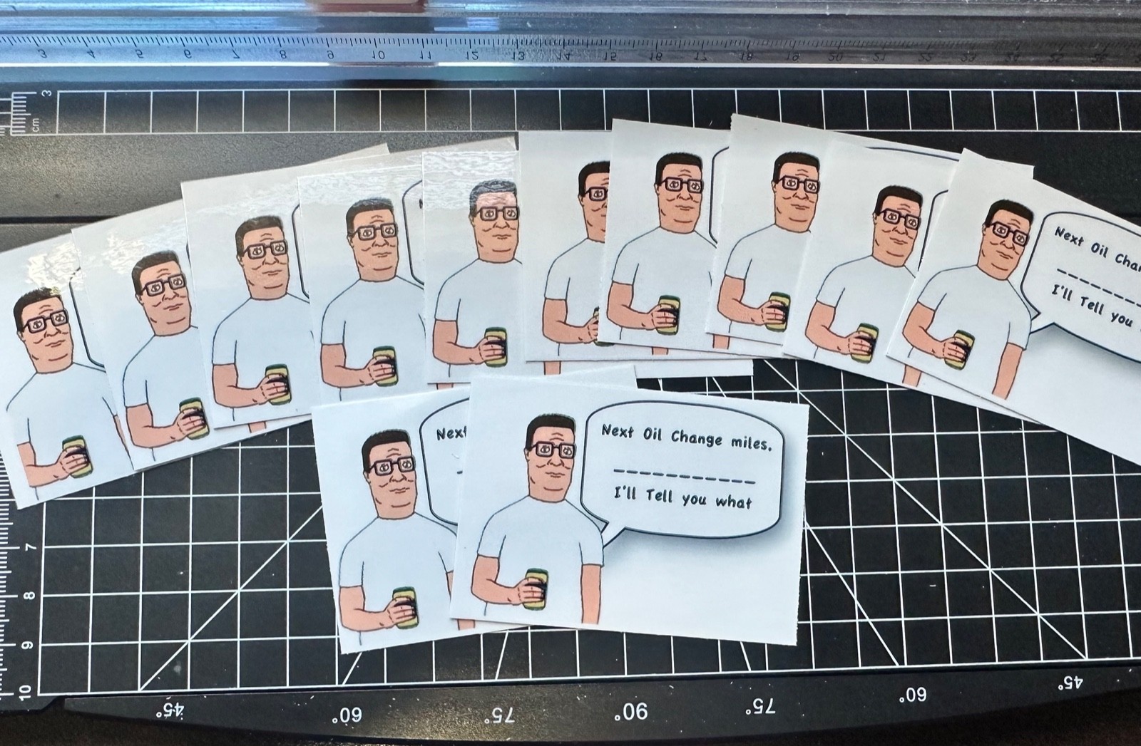 Hank Hill King of the Hill Oil Change Reminders Set of 12 Stickers Translucent