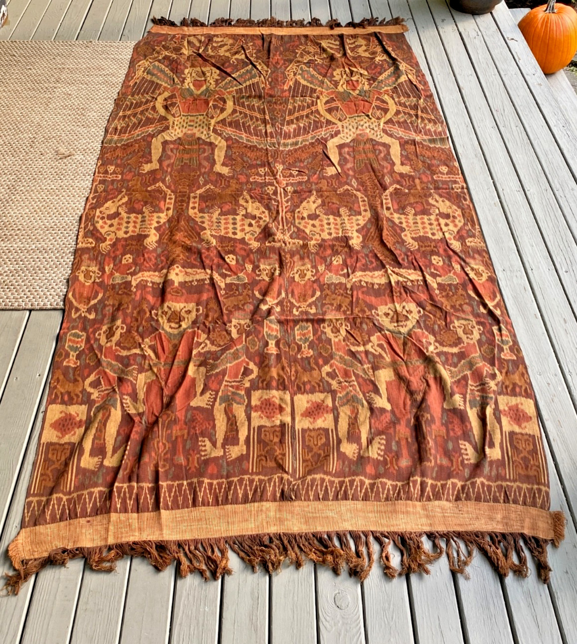 Vintage Indonesian Handwoven Sumba Hinggi Kombu Ikat Textile Antique Asian