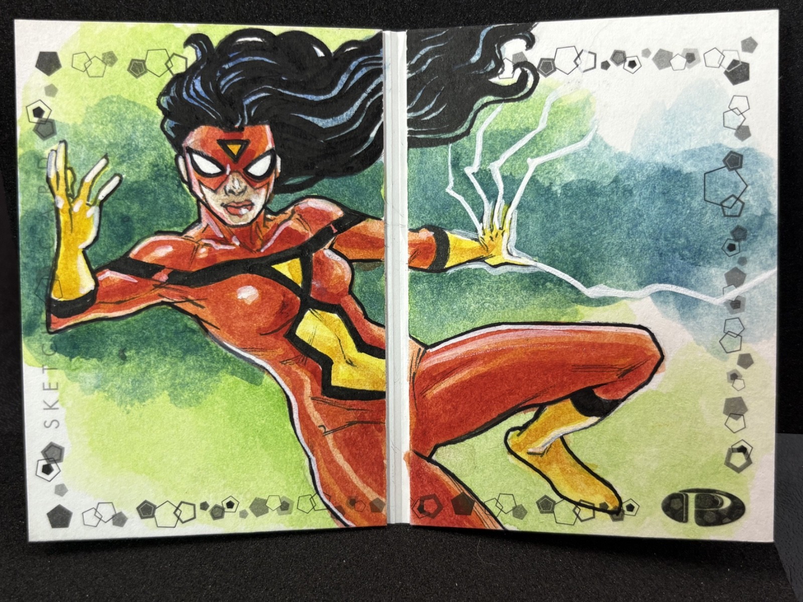 2021 UD Marvel Premier Booklet Dual Panel Sketch Spider-Woman Leon Braojas 1/1