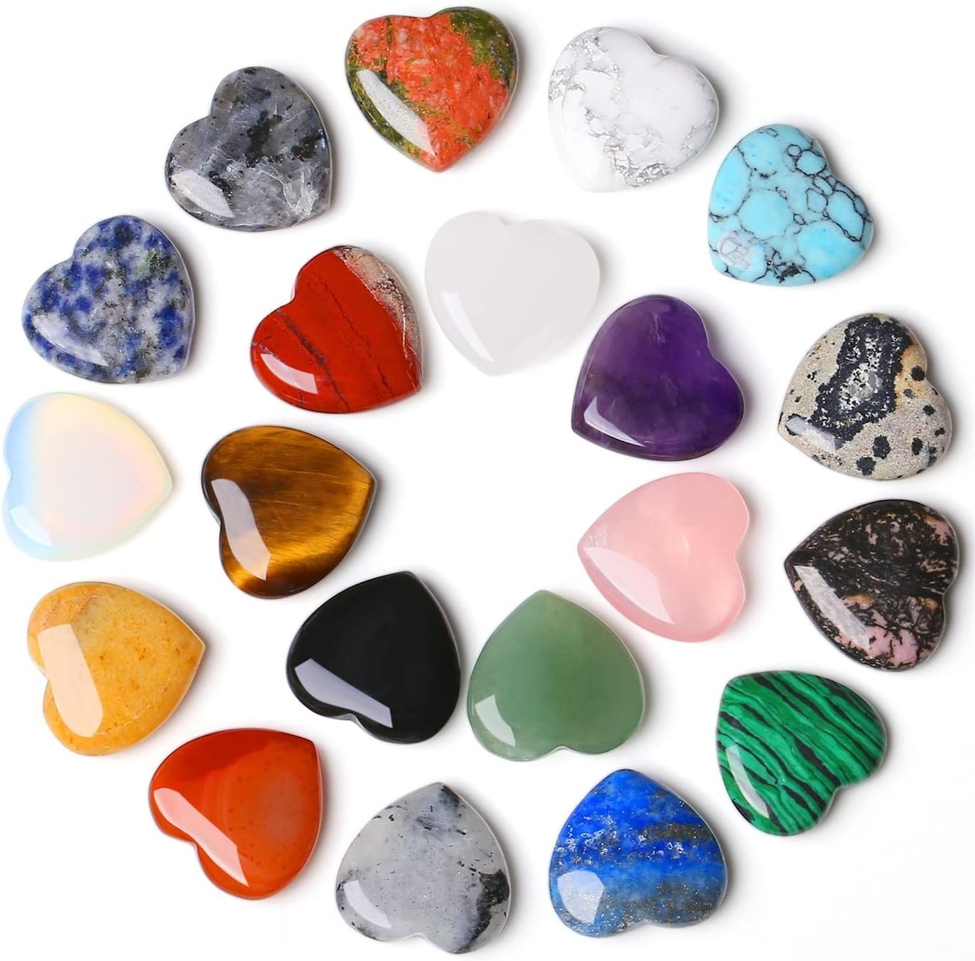 20pcs Natural Amethyst Healing Gem Stone Small Crystal Stone Heart