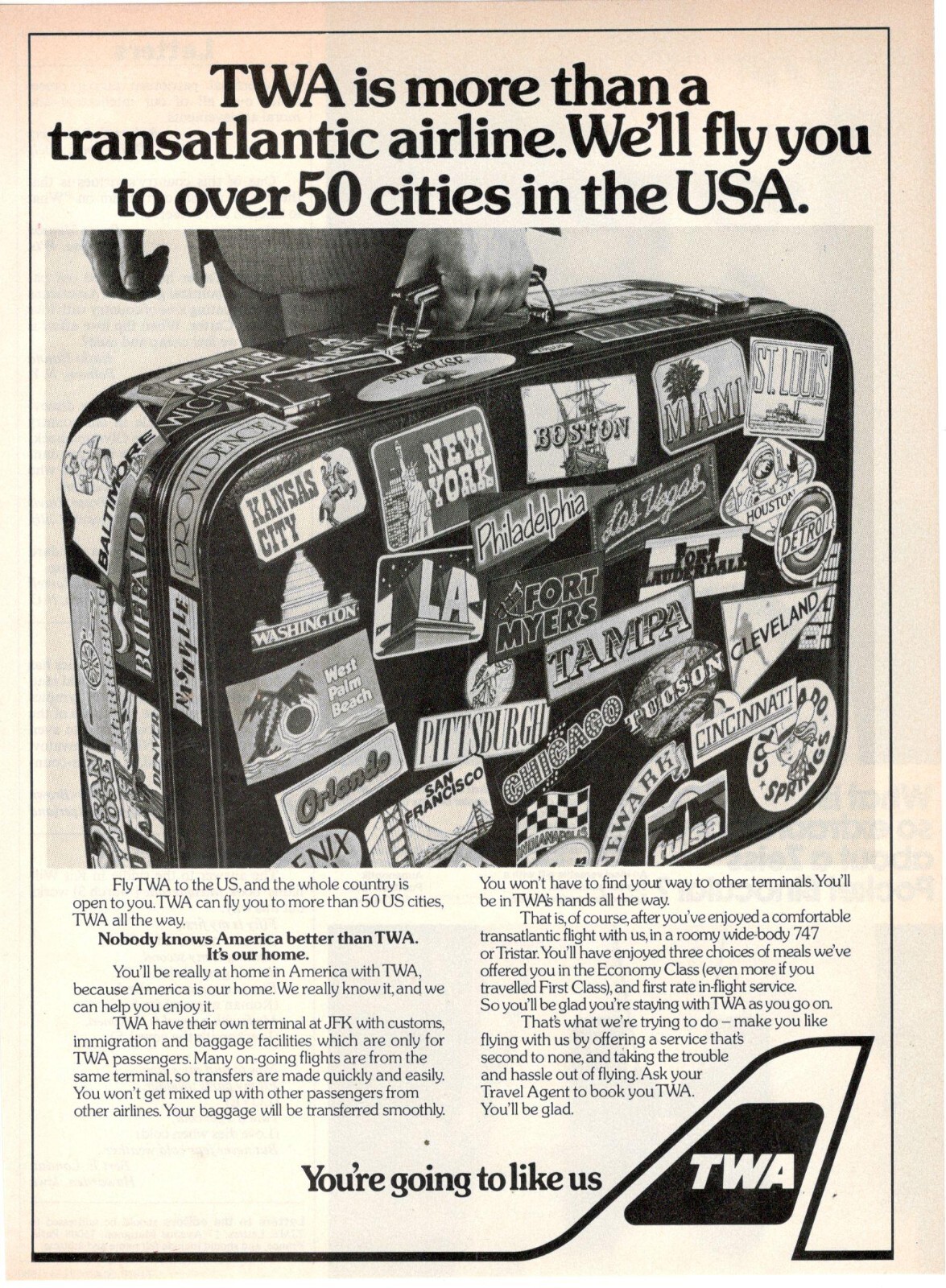 Twa Airlines America 1980 Vintage Advertising 50 Cities in the USA