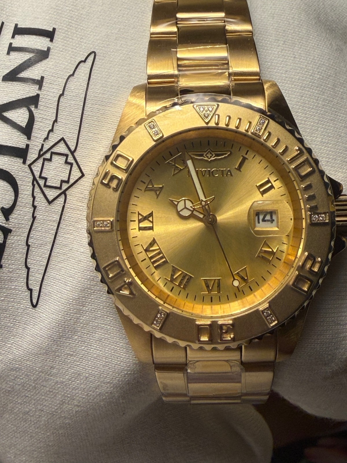 INVICTA PRO DIVER CRESTLINK 0.06 CT DIAMOND WATCH 40mm SWISS RONDA $399 RETAIL