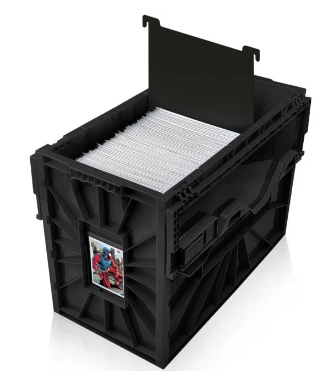 BCW Short Comic Bin Stackable w/ Locking Lid (Black Plastic) -  