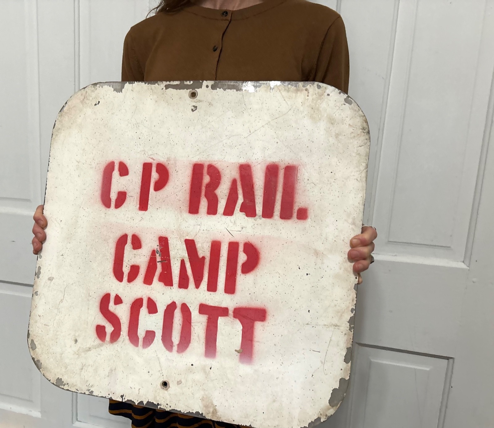 Vtg Canadian Pacific Rail Railroad Train Camp Scott Sign