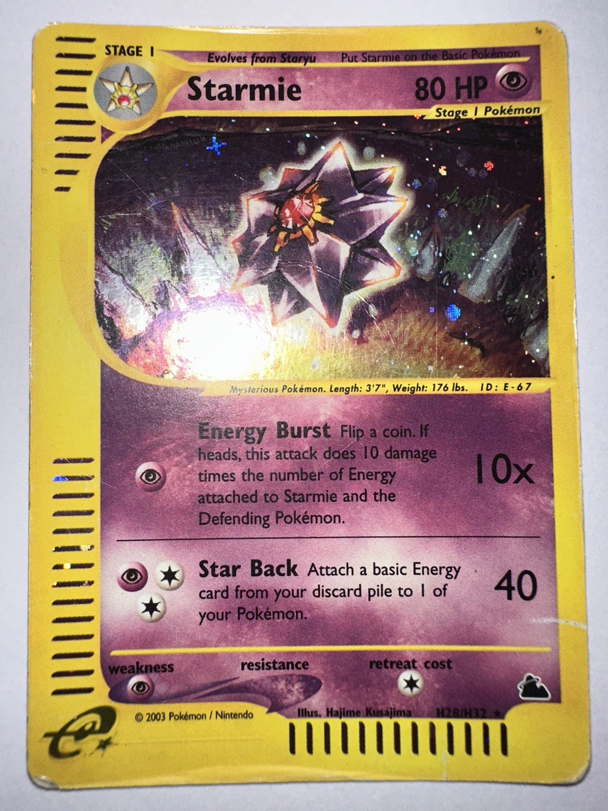 Starmie - H28/H32 - Pokemon Skyridge Holo Rare Card 