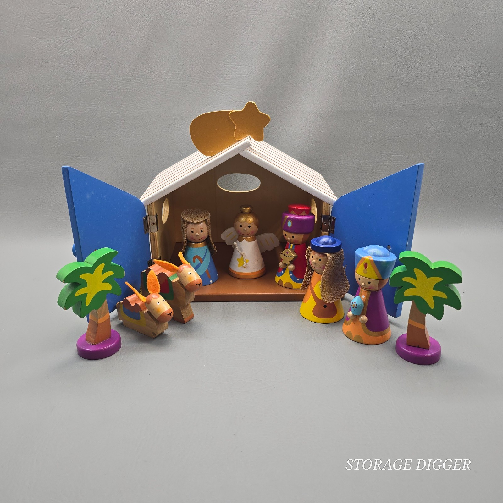 2011 Costco by Taizhou Rival Art Children’s Nativity Wooden Set of 10 READ