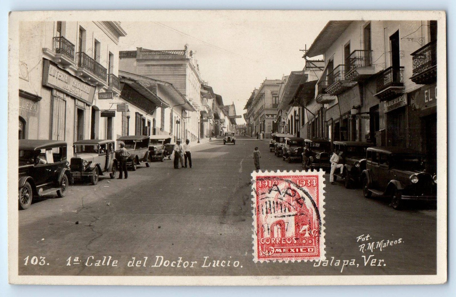 Jalapa Veracruz Mexico Postcard Calle del Doctor Lucio c1930\'s RPPC Photo
