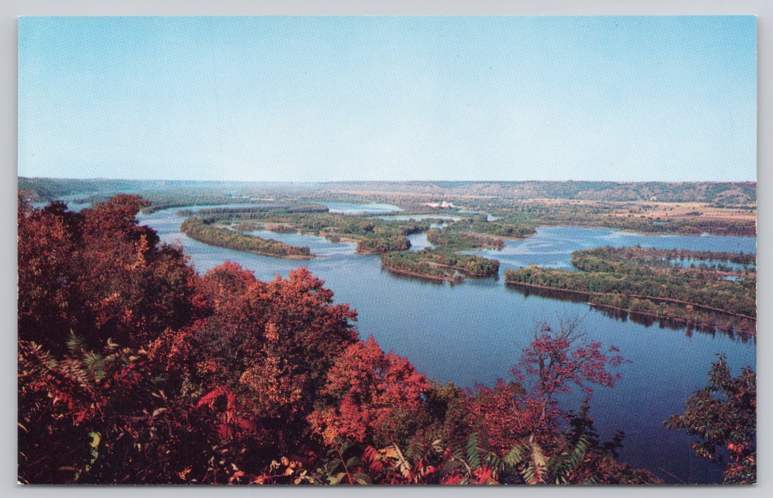 Vintage La Crosse Wisconsin Postcard Autumn River View by Arthur Langford