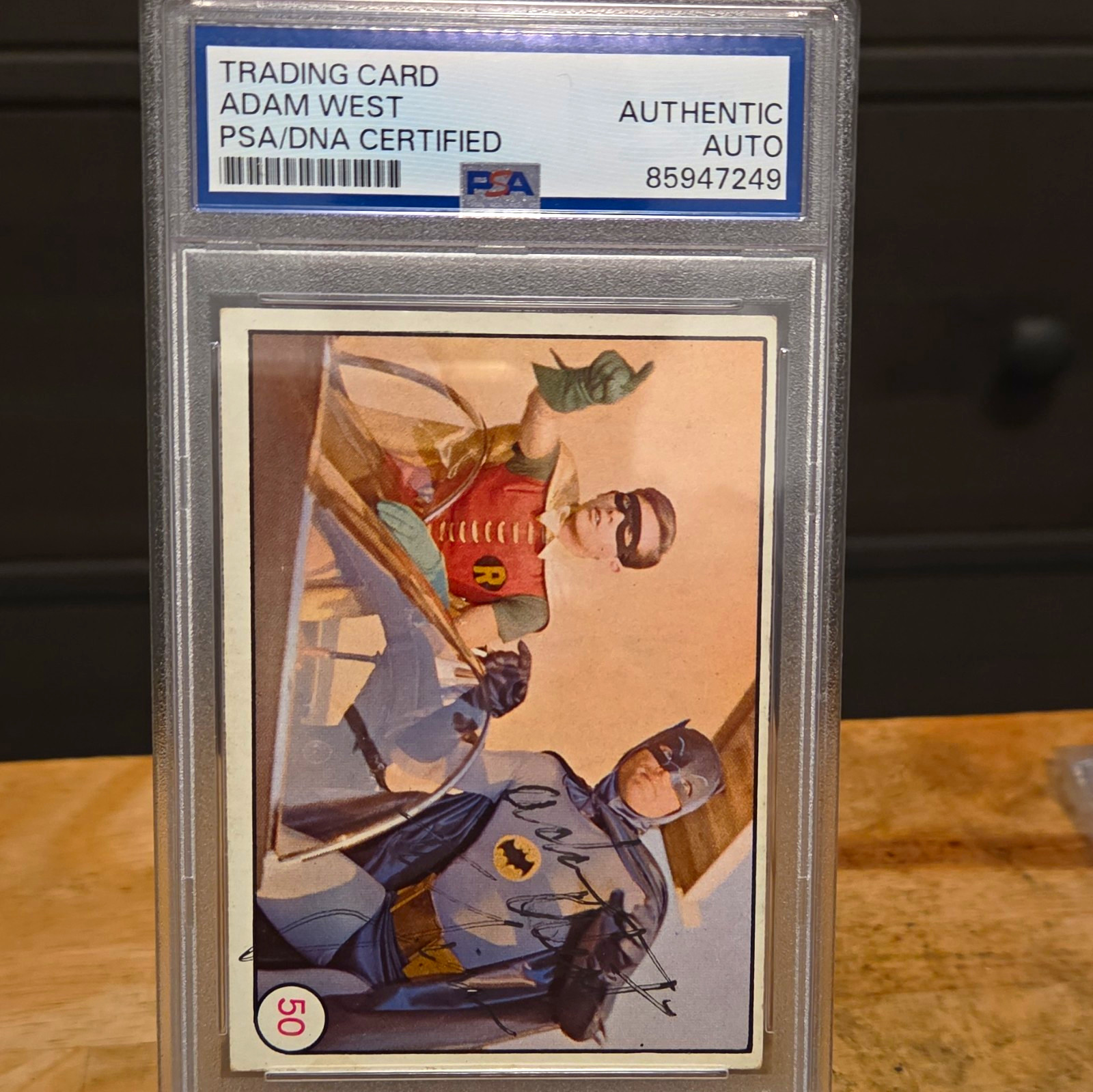 1966 Topps Batman #50 Batman and Robin Adam West Auto PSA Authenticated