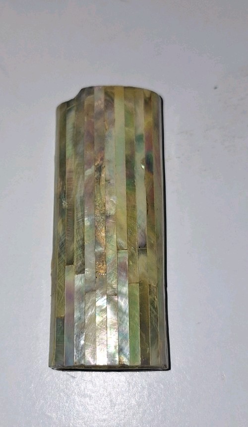 VINTAGE Mother of Pearl Shell BIC Lighter Case Ocean Cover Gift 1980s Old Stock 