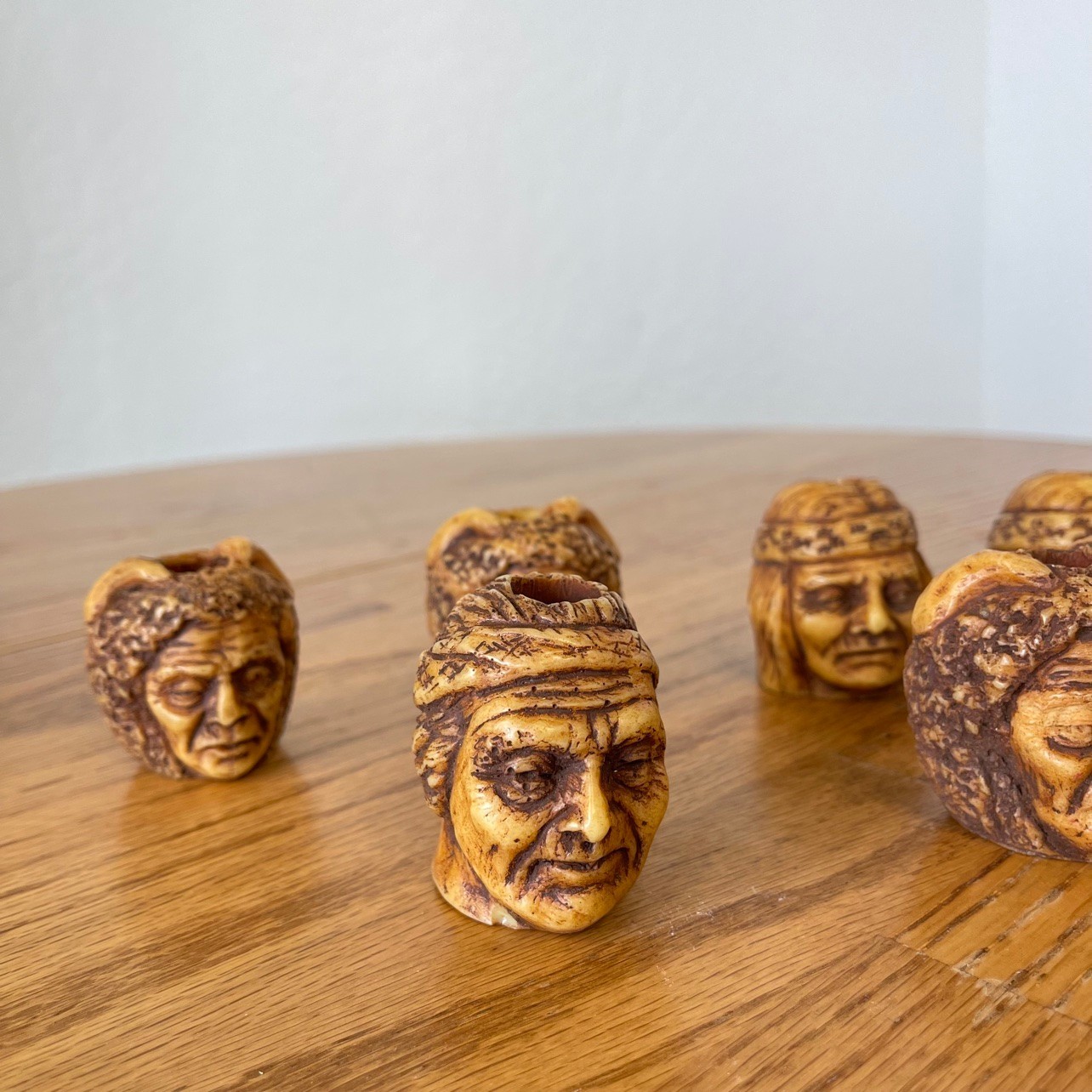 Vintage Native American Indian Chief Head Figural Pipe Bowls Lot of 6