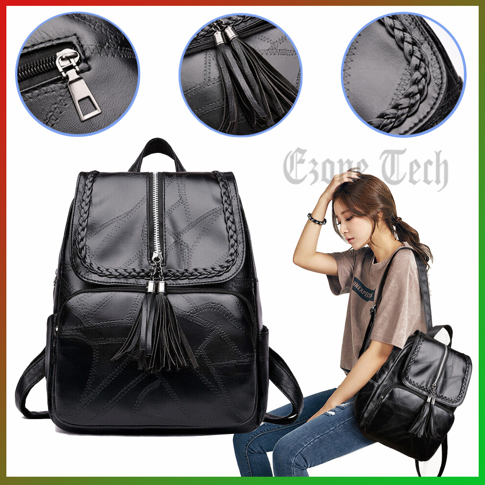 Womens PU Leather Backpack Travel Casual Handbag Teen Shoulder School Bag Large