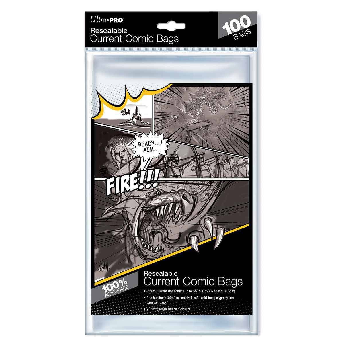 Ultra PRO 100 CT Current Size Resealable Flap Closure Comic Protector Bags