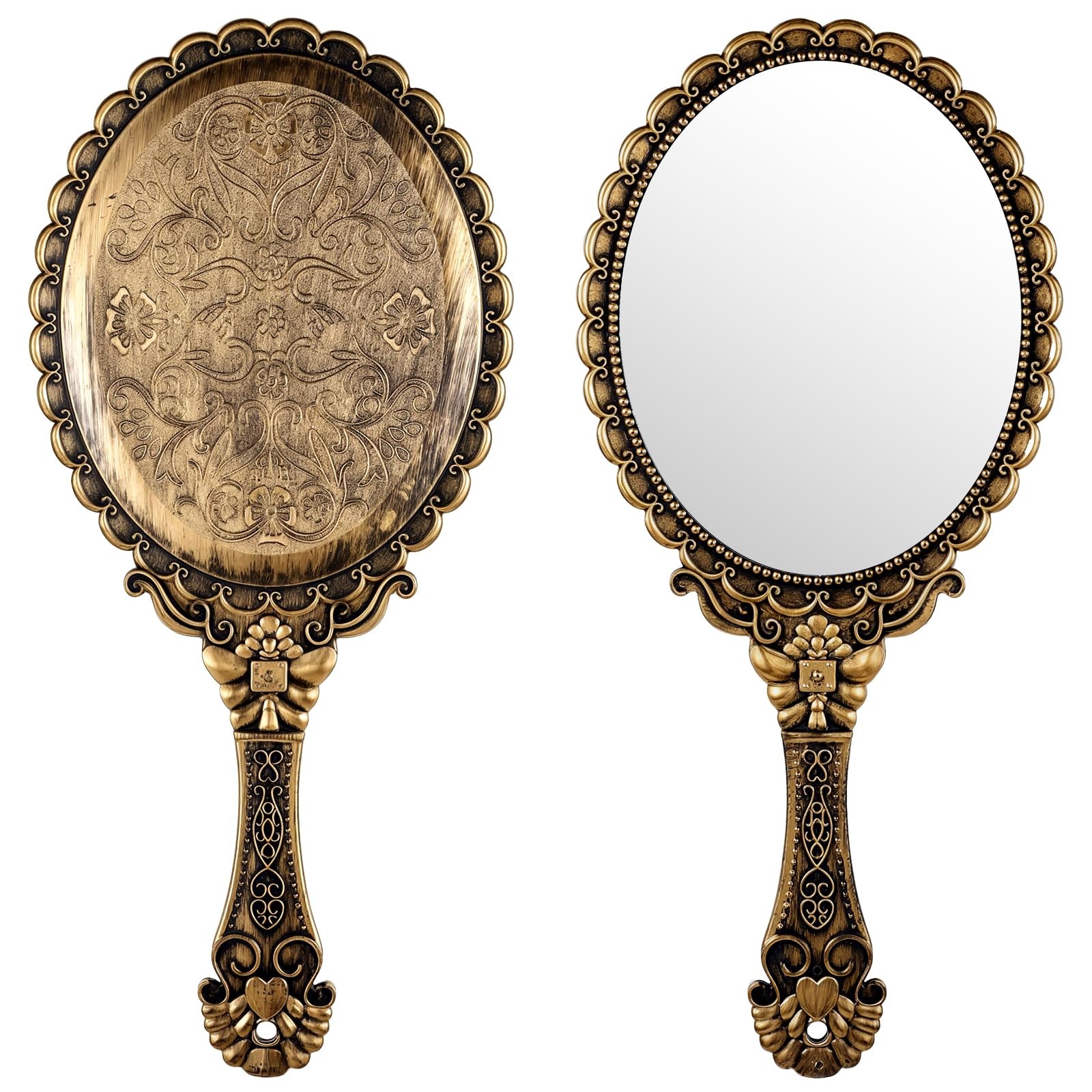 Vintage Hand Mirrors with Handle, Vanity Handheld Makeup Mirror Elegant Handle M