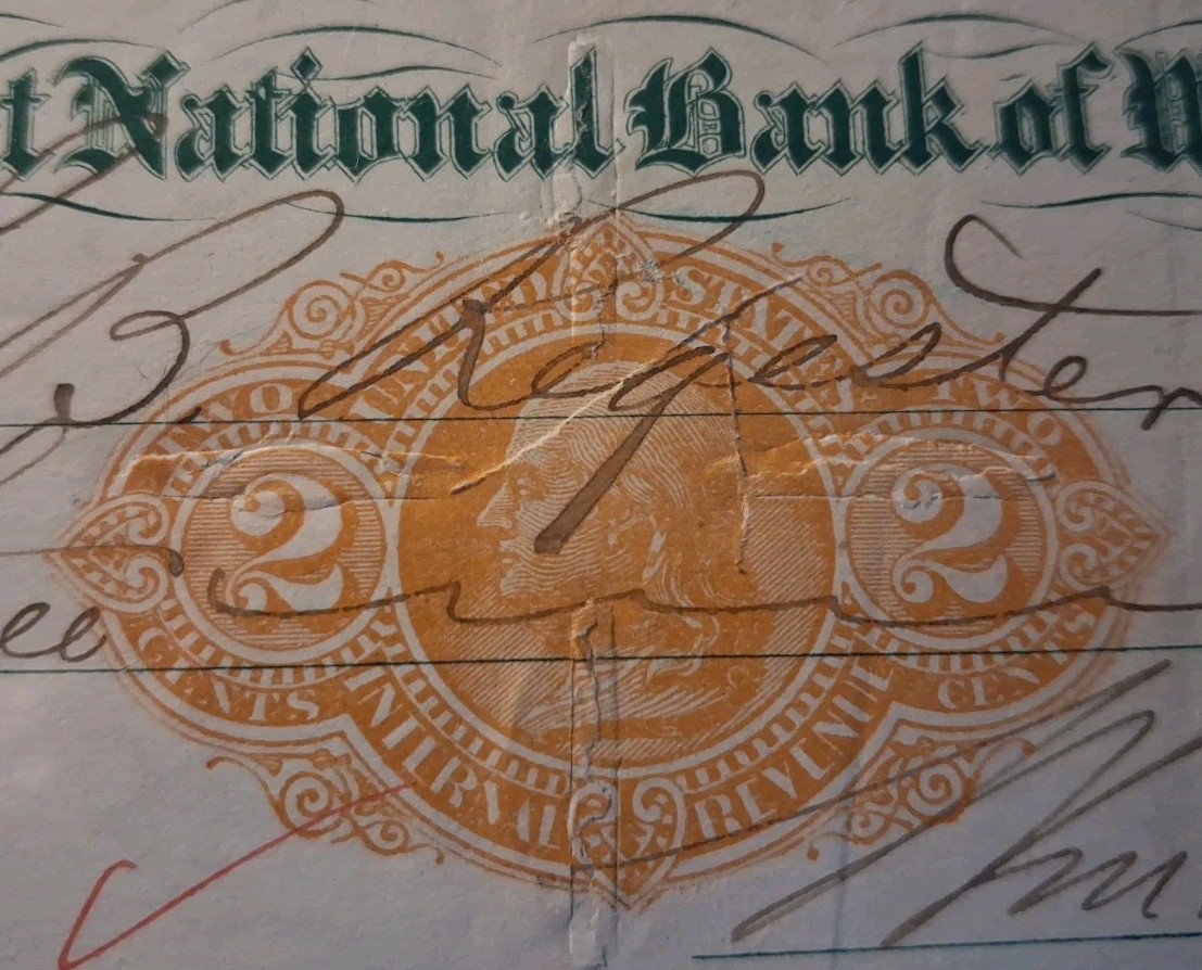 SLING'S 🪙 RARE 1876 First NATIONAL BANK OF WEST CHESTER Bank 🏦 Check