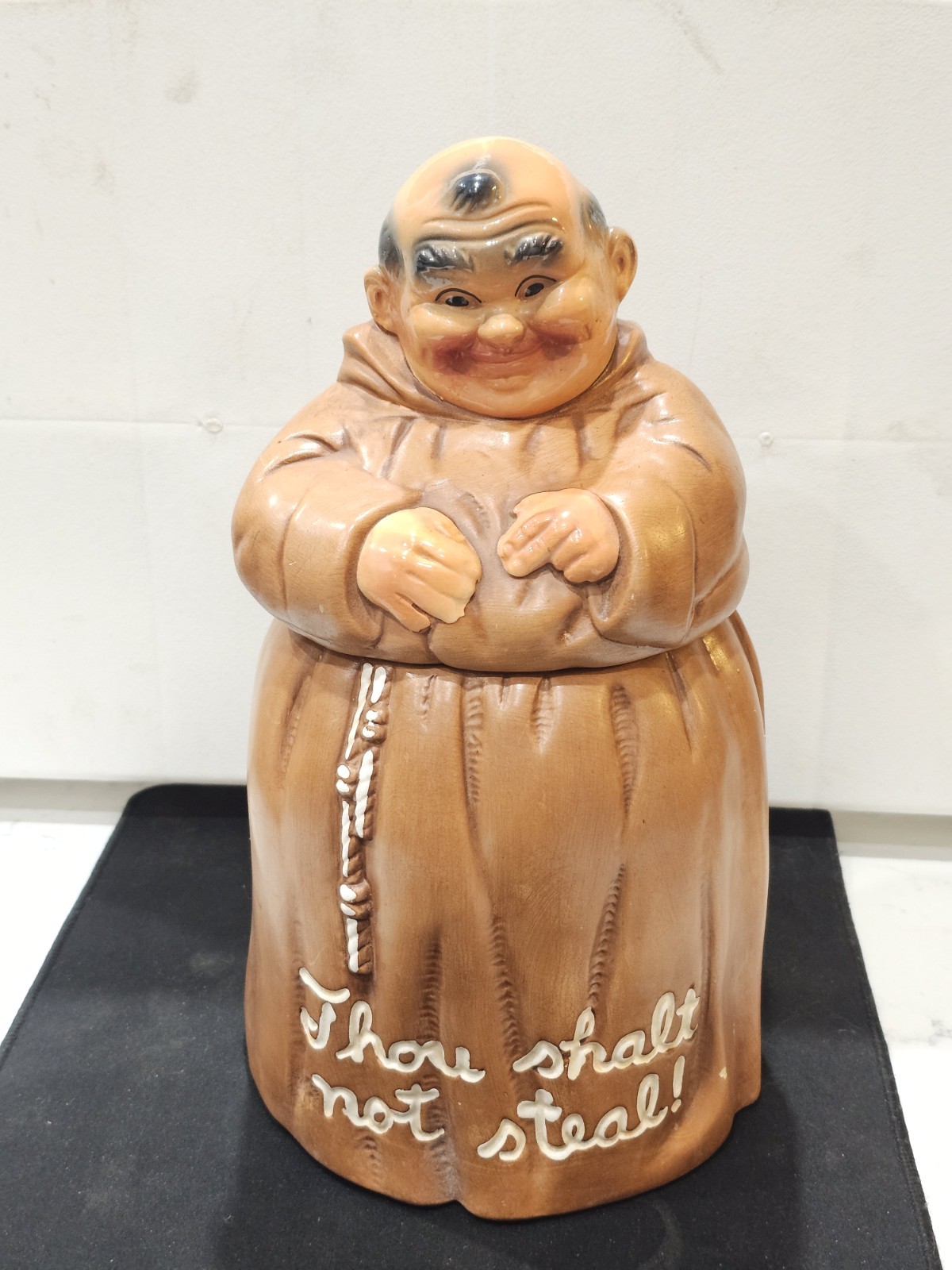 Vintage 1960's Friar Tuck Monk Coin Bank Thou Shalt Not Steal Twin Winton USA 