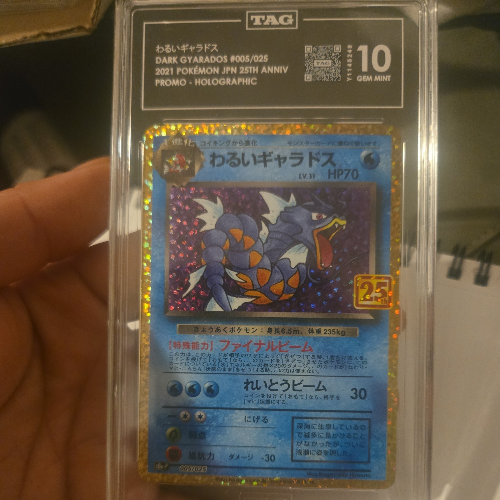 Dark Gyrados 2021 Pokemon JPN 25th Annversary Promo TAG 10 PSA #005/025 Dark Gyrados 2021 Pokemon JPN 25th Annversary Promo TAG 10 PSA #005/025