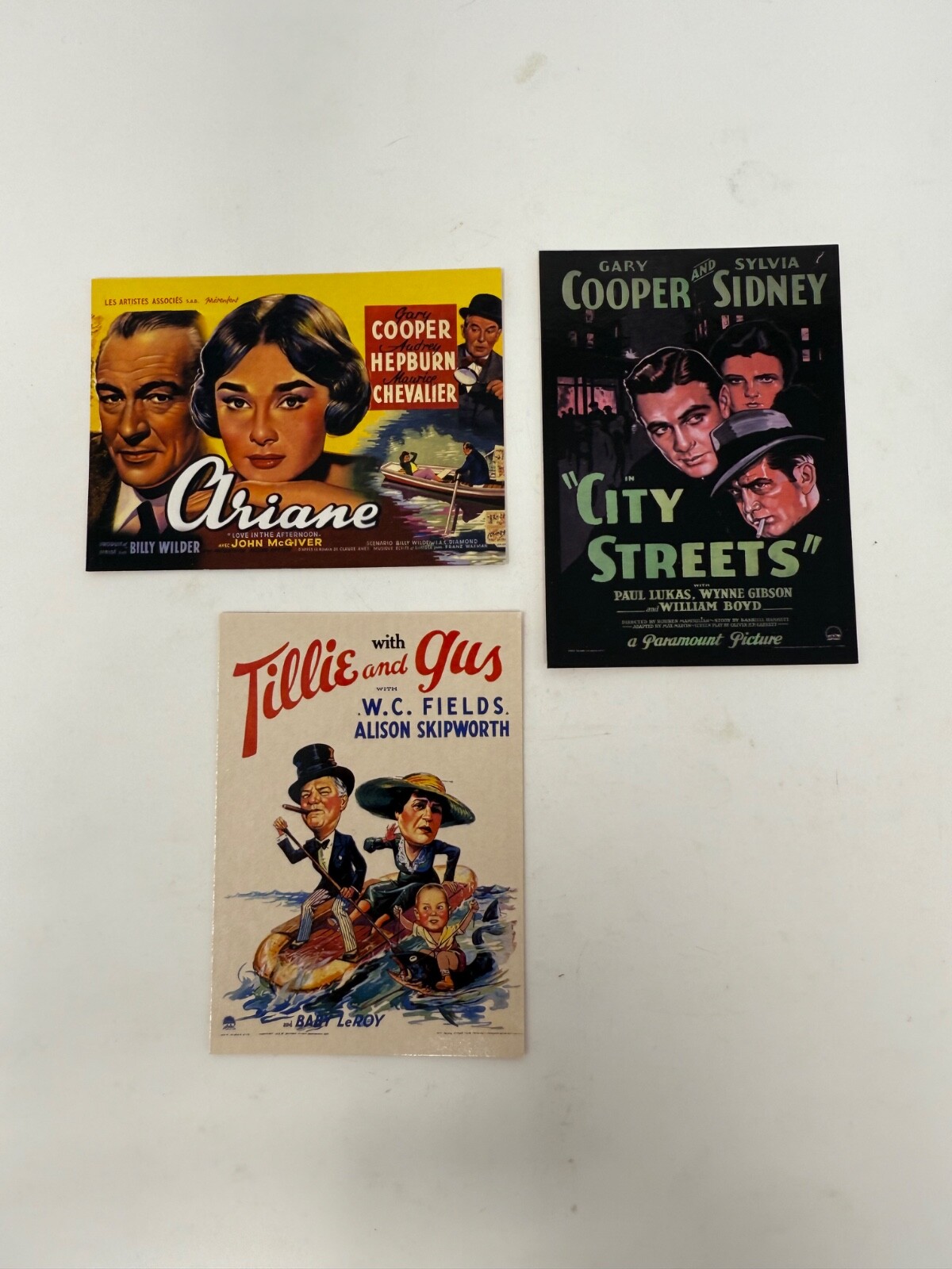 VINTAGE MOVIE POSTER TRADING CARDS - ARIANE, CITY STREETS, TILLIE AND GUS - 2009