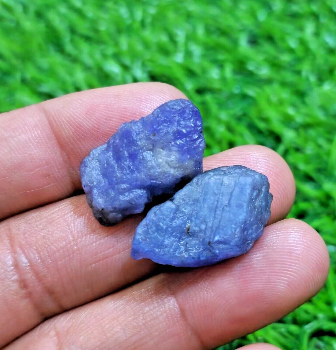 2 Pcs Blue Tanzanite Rough Huge Earth Mined Raw Size 25-26 MM Loose Gemstone