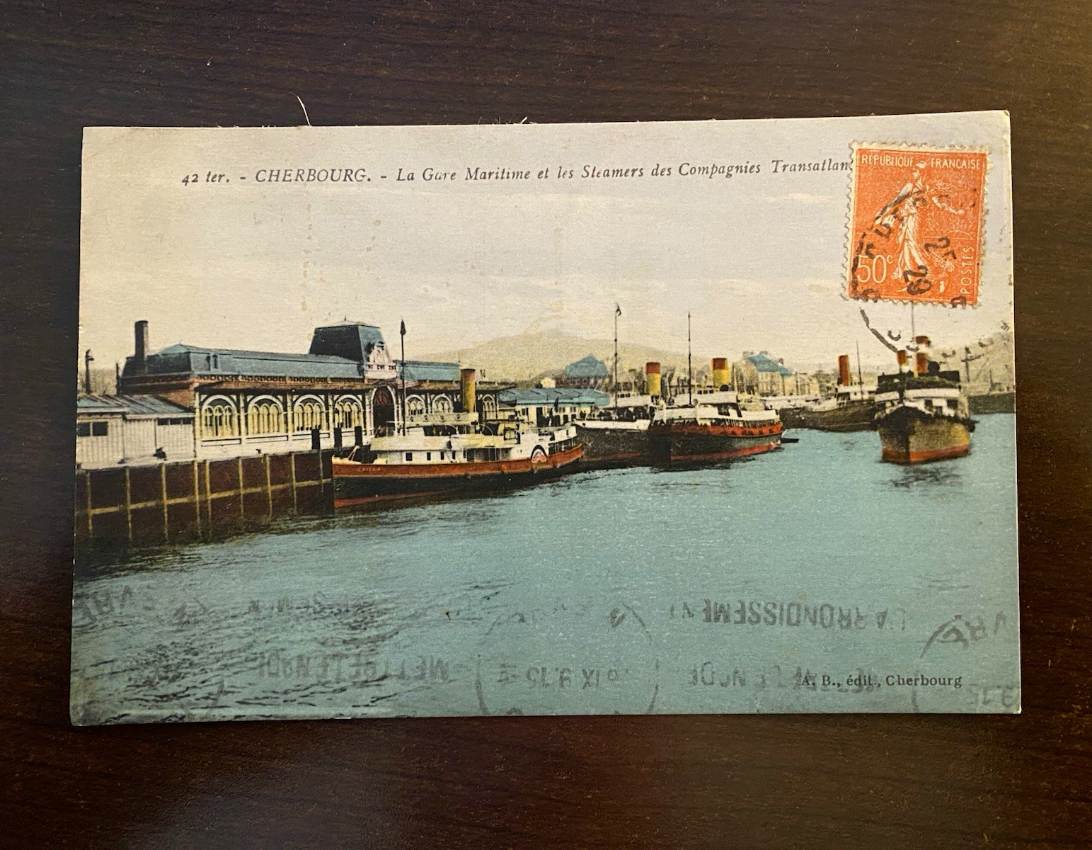 Postcard Cherbourg showing Nomadic & Traffic (White Star Line Tenders)