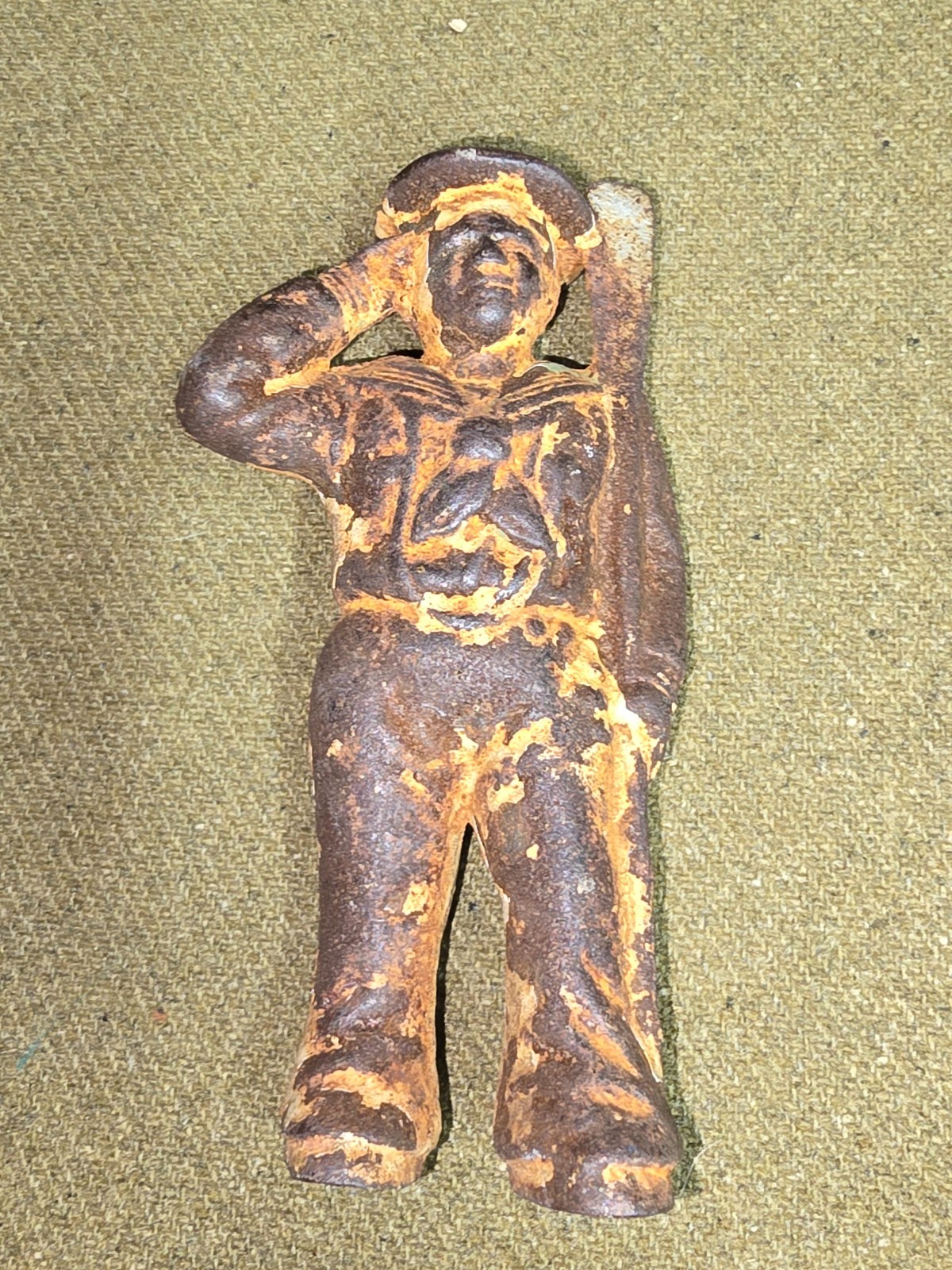 WWI Era Navy Soldier Cast Iron Coin Bank