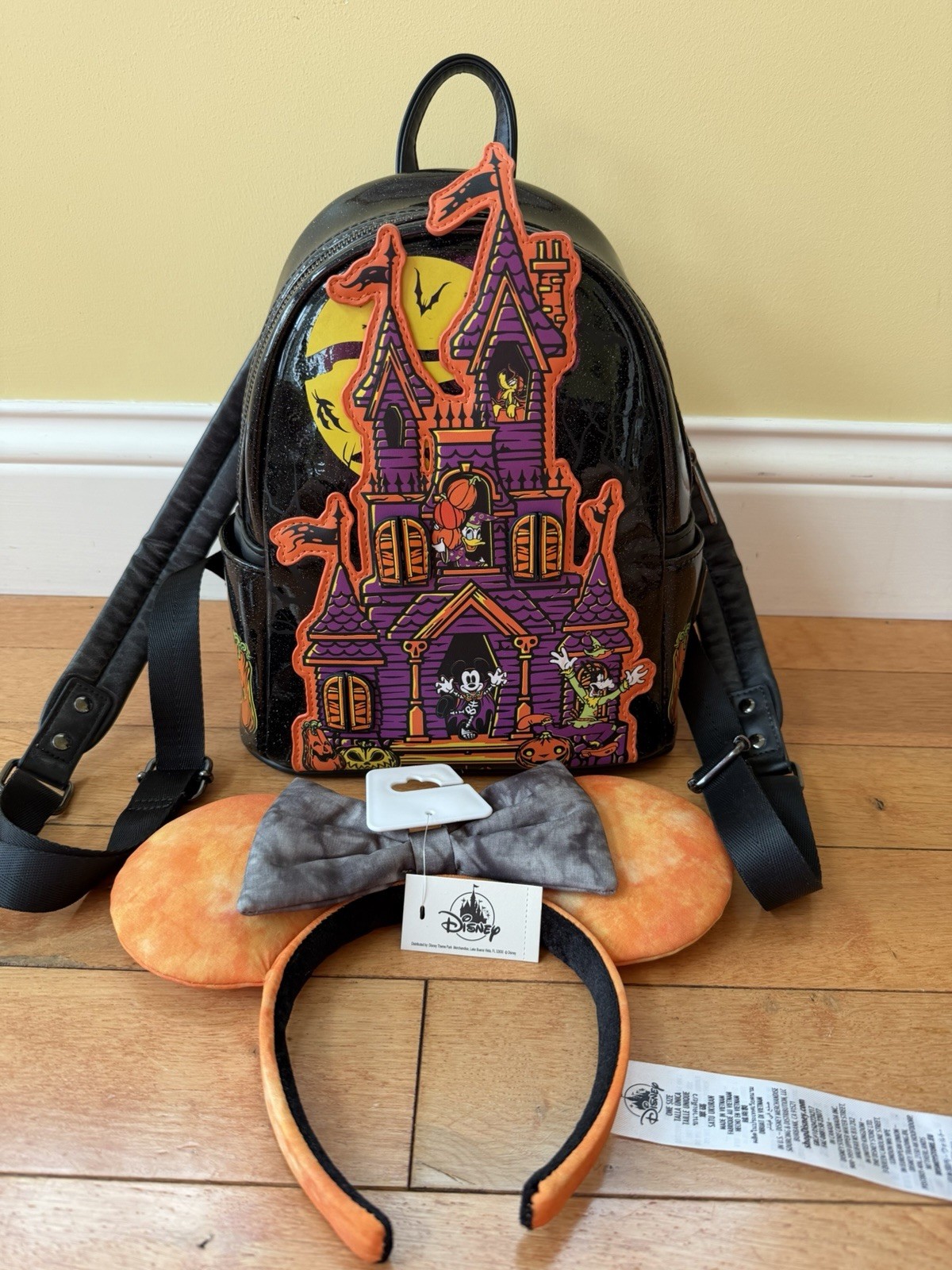 NWT Disney Park Minnie Ears Loungefly Mini Backpack Halloween Glow Set FAST SHIP