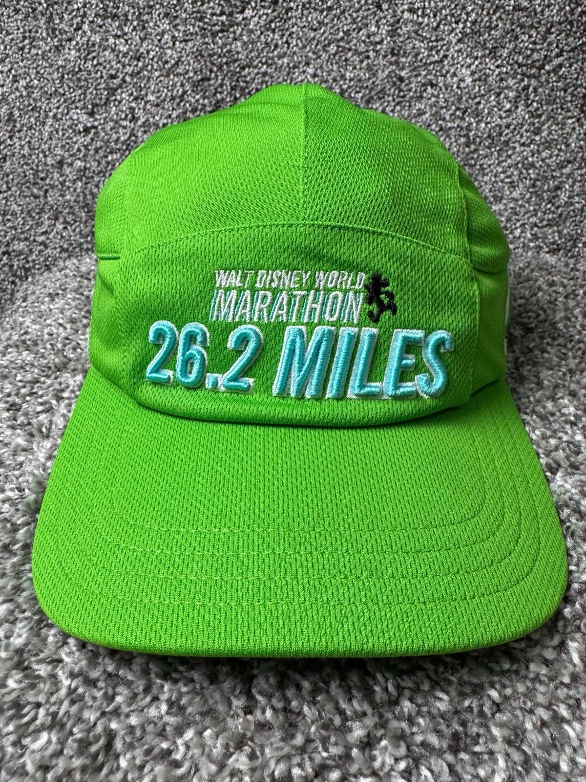 Disney Marathon Hat Cap Strapback One Size Green 26.2 Miles Run Disney 2017