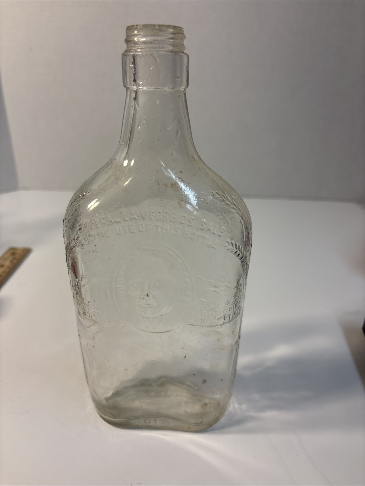 Vintage 1948 Harry E Wilken Family Blended Whiskey Bottle Portrait Embossed